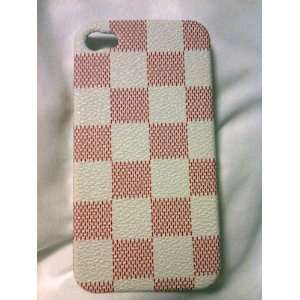  Iphone 4 Red & White Checkers Case+ Screen Protector 