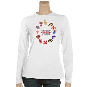  Big 12 Ladies White Conference Long Sleeve T shirt: Sports 