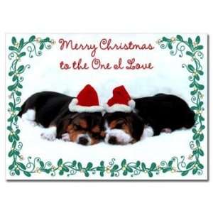  Beagle Puppies Romantic Christmas Card: Home & Kitchen