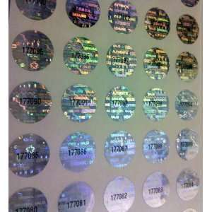  2000   1/2 INCH ROUND NUMBERED HOLOGRAM LABELS STICKERS 