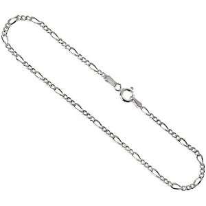 Sterling Silver Italian Figaro Link Necklace Chain Anklet, 2.3mm (1/16 