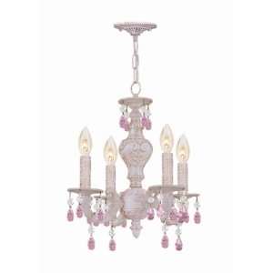   Chandelier with Rose Colored Hand Polished Crystals: Home Improvement