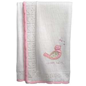  Tweet Baby White and Pink Baby Bird Knit Blanket Baby