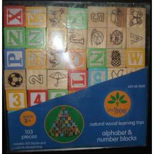   Wood Alphabet & Number Blocks 102 Pieces & Storage Bag: Toys & Games