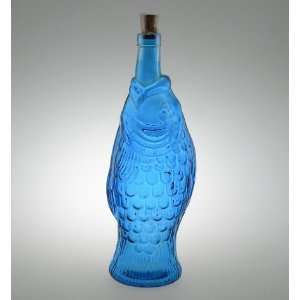   12 Tall Blue Fish Shaped Glass Bottle From Spain: Home & Kitchen