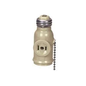 Cooper 11500   Medium Base Ivory Pull Chain Outlet / Socket Adapter 