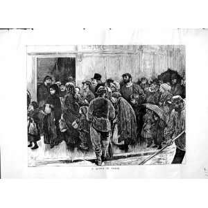  1871 QUEUE PEOPLE PARIS FRANCE RAINING STREET SCENE: Home 
