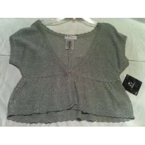   Silver Knitted Short Sleeved Cardigan   Size M/10 12yrs: Toys & Games