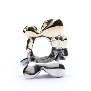  Butterflies, Silver with Gold Charm Bead in Sterling Silver and 14kt 