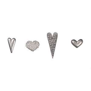  Mixed Pewter Hearts Pushpins Set: Everything Else