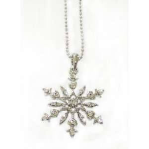Gorgeous Austrian Crystal Accented White Gold Plated Snowflake Pendant 
