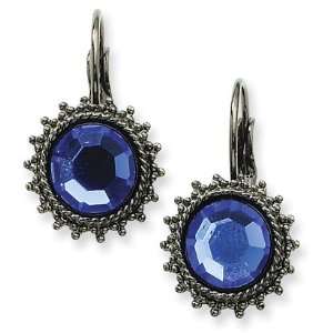    plated Blue Crystal Drop Leverback Earrings 1928 Boutique Jewelry