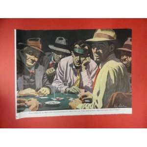  Poker Game, 1950 Print Art by Fred Ludekens (men playing 