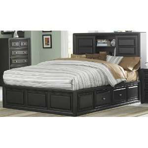 Queen Platform Bed with Storage Headboard and Rails of Abel Collection 
