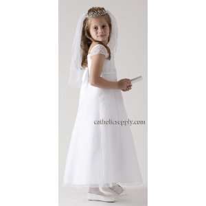  Girls size 7 White First Holy Communion Dress or Flower 