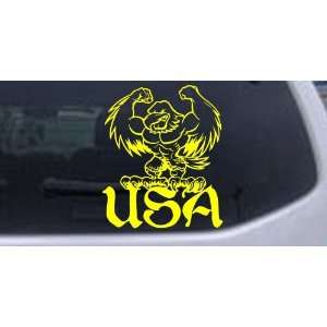 6in X 7.1in Yellow    USA Muscle Bald Eagle Military Car Window Wall 