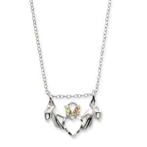  Sterling Silver & 12K Heart In Hands Necklace Jewelry