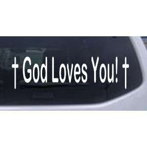 God Loves You Christian Car Window Wall Laptop Decal Sticker    White 