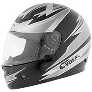 Cyber Amp US 12 Street Racing Motorcycle Helmet   Black/Silver/White 