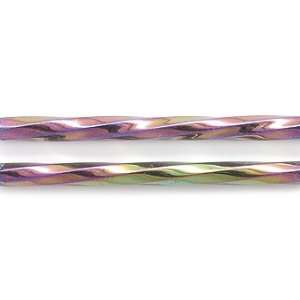  Preciosa Ornela Czech Twisted Bugle Glass Bead, 30mm, Iris 