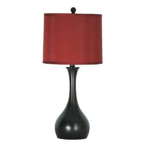   Bronze Gourd Table Lamp with Red Drum Shade T 3597: Kitchen & Dining