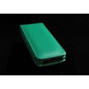 Green Flip Cover Leather Case w/ Belt Clip for Apple iPod Nano 5th Gen 