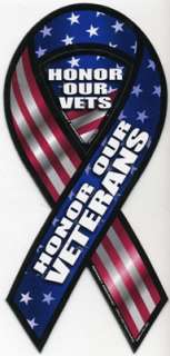 Honor Our Veterans Car Ribbon Magnet  