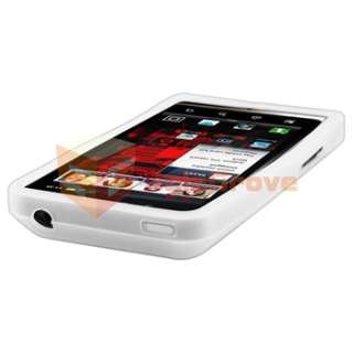 White Gel Case+Privacy Guard+Car Charger+USB For Motorola Droid Bionic 