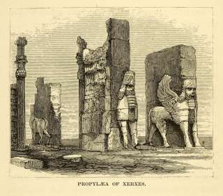   Engraving Persepolis Propylaea Xerxes Ancient Sculptures Archaeology