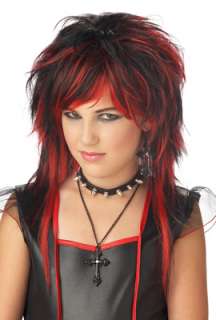 Rebellious Halloween Costume Wig (Red/Black)  