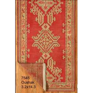  3x14 Hand Knotted Oushak Turkey Rug   32x143