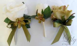 17pcs Wedding Bridal Bouquet Set Decoration Package slik Flowers GREEN 