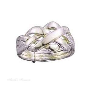  Sterling Silver Unisex 4 Piece Wide Puzzle Ring Size 13 Jewelry