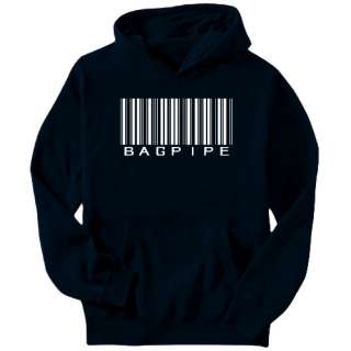 Bagpipe Barcode Instruments Mens Hoodie Navy Blue  