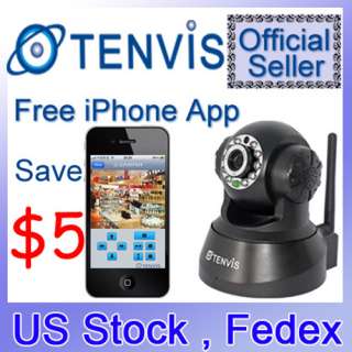 High Quality Tenvis Black Mini Wireless Pan/Tilt Internet IP Camera 
