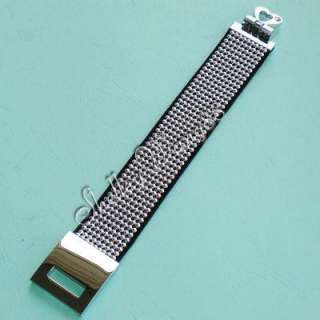 Silver Dots Leather Buckle Cuff Wristband Belt Bracelet  