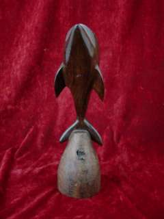 Original 13 ROSEWOOD HAND CARVED DOLPHIN SCULPTURE Art WOOD Gorgeous 