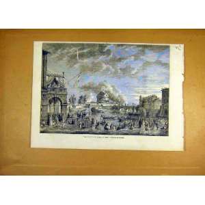  1853 Castle St Angelo Rome Vernet Fine Art Old Print: Home 