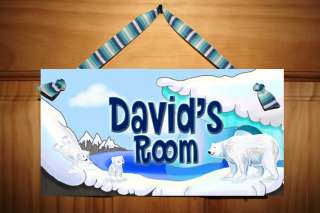 Arctic Polar Bear Kids Bedroom Baby Nursery Door Sign  