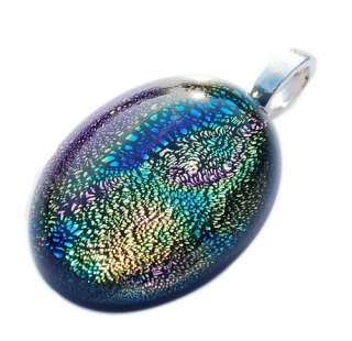 12p Oval 15*20MM Dichroic Foil Lampwork Murano Glass Metal Clasp 