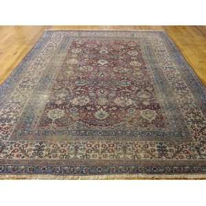  82 x 115 Red Persian Hand Knotted Wool Yazd Rug 