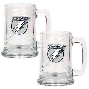 Tampa Bay Lightning NHL 2pc 15oz Glass Tankard Set 