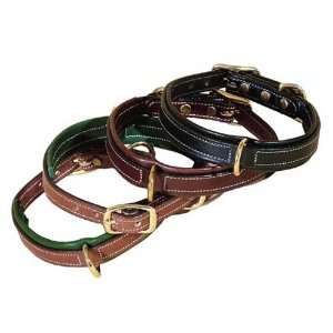  Tory Leather Narrow Padded Dog Collar With Center Dee 