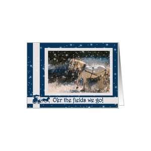 Across the Miles Seasons Greetings Horse Drawn Carriage in the Snow 