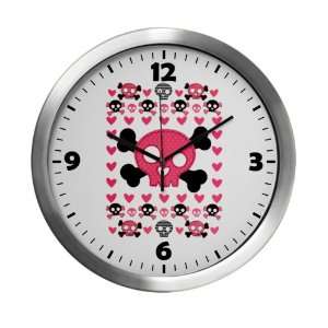  Modern Wall Clock Pink Hearts and Skulls: Everything Else