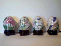 Chinese Porcelain Egg Set (Mint In Box With Stands)  