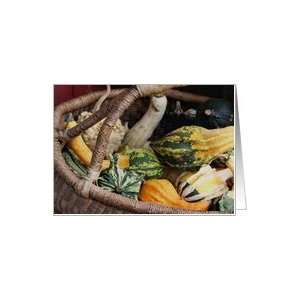  Gourds In Basket Autumn Nature Photo Blank Note Card Card 