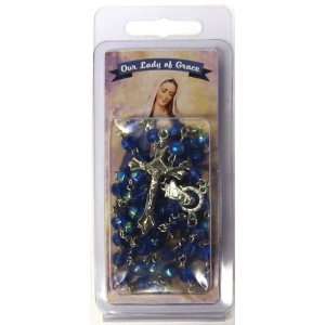  Our Lady of Grace Sapphire Rosary with Bookmark in 