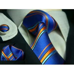   Stripes Blue 100% Silk Tie Set TheDapperTie 531S: Everything Else