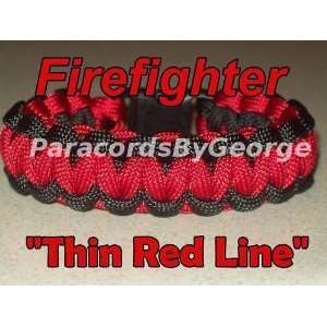   Size 9   FIREFIGHTER: Thin Red Line Survival Bracelet   550 paracord